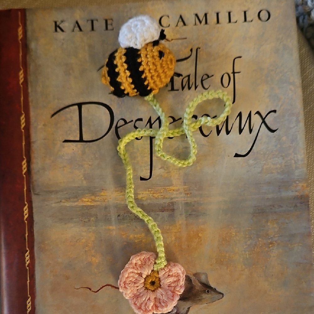 Crochet Bee and Flower Bookmark